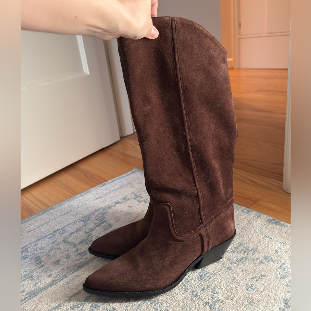 Zara Brown Heeled Boots